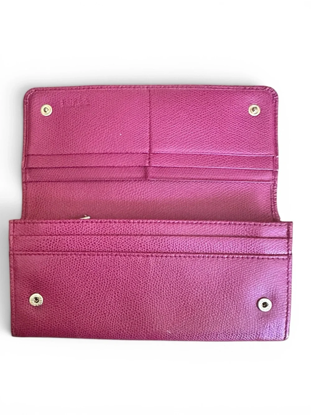 Furla Pink Leather Continental Wallet Bow Detail Snap Closure
